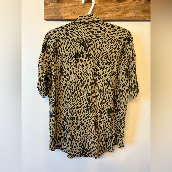 Zara Black and Tan Button Down Shirt with Leopard Print - Picture 7 of 9